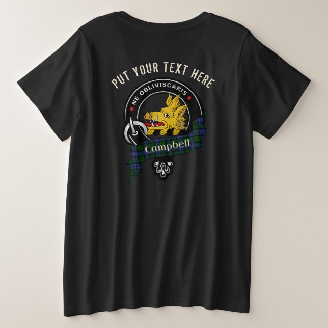 Personalisierter Campbell Clan Abzeichen Adult Große Größe T-Shirt (Design Rückseite)