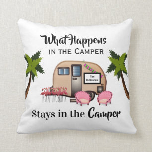 Personalisierter Camper/Flamingo Kissen