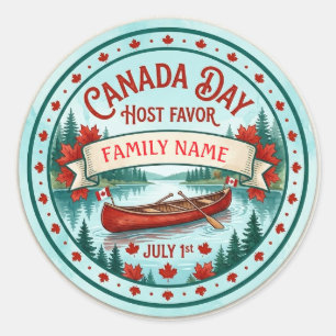 Personalisierter Canada Day Gastgeber Gefallen Auf Runder Aufkleber