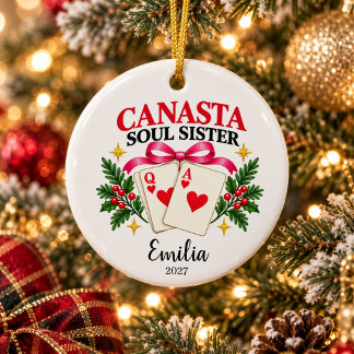 Personalisierter Canasta-Seelen-Schwester-Schmuck Keramik Ornament