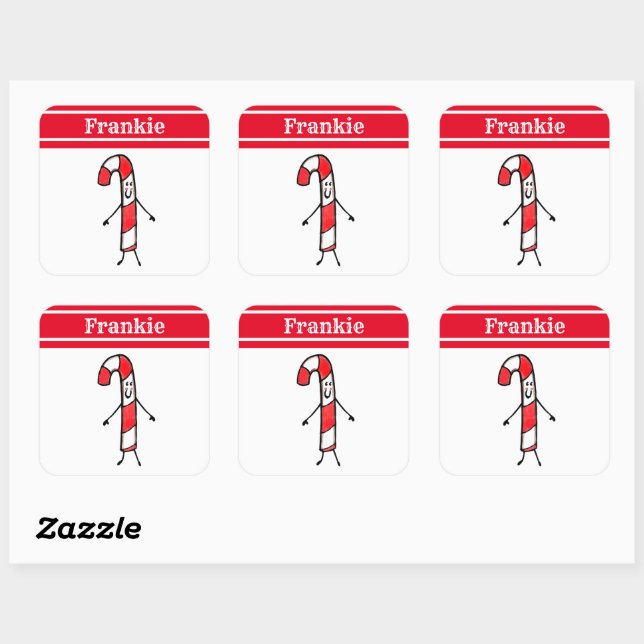 Personalisierter Candy Cane Square Sticker (Blatt)