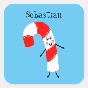 Personalisierter Candy Cane Square Sticker