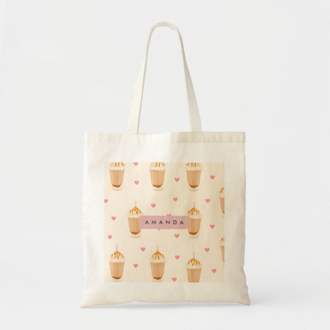 Personalisierter Cappuccino Frappe Muster Tragetasche (Vorne)