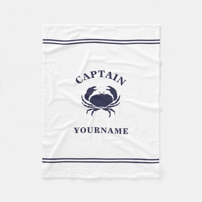 Personalisierter Captain Nautical Crab Fleece Blan (Vorderseite)