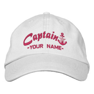 Personalisierter Captain Star Anchor Name Fuchsia Bestickte Baseballkappe