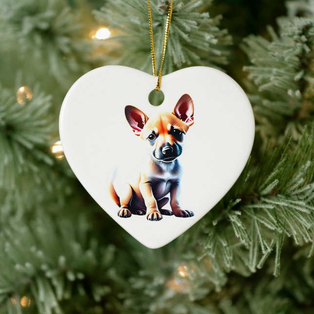 Personalisierter Carolina Hund Welpe Keramik Ornament (Baum)