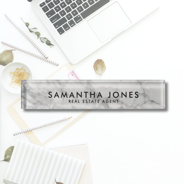Personalisierter Carrara-Marmor Namensplakette (White Carrara Marble Classic Personalised Nameplate
)
