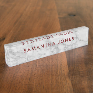 Personalisierter Carrara-Marmor Namensplakette