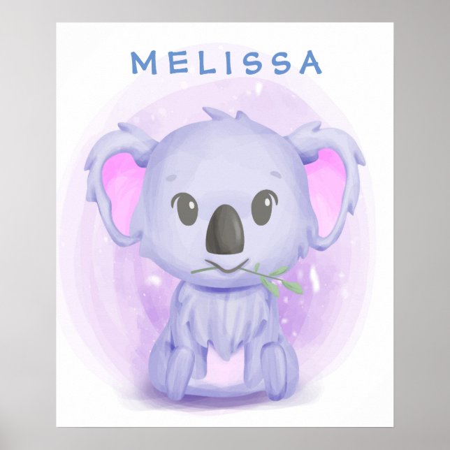 Personalisierter Cartoon Baby Koala 001 Poster (Vorne)