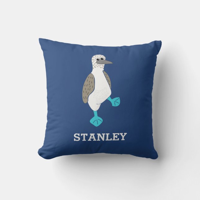 Personalisierter Cartoon Blaufüßiger Stiefelvogel Kissen (Vorderseite)