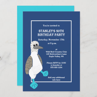 Personalisierter Cartoon Blue Footed Booby Bird Pa Einladung
