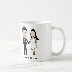Personalisierter Cartoon der Jahrestagspaare Kaffeetasse