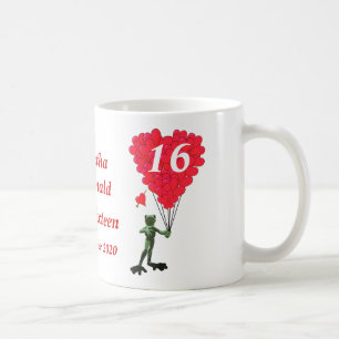 Personalisierter Cartoon Frosch 16 . Geburtstag Tasse