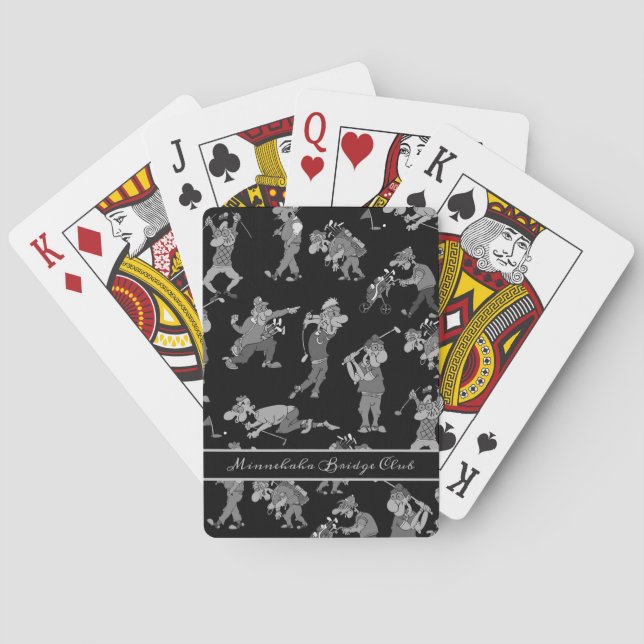 Personalisierter Cartoon Golfers Spielkarten (Rückseite)