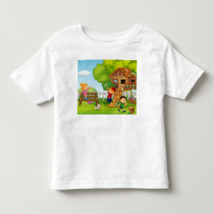 Personalisierter Cartoon-Hinterhof-Spiel-Welpe Kin Kleinkind T-shirt