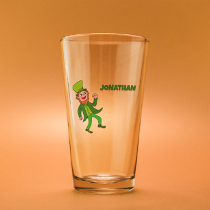 Personalisierter Cartoon Leprechaun St. Patrick's  Glas