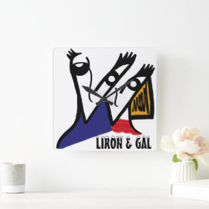 Personalisierter Cartoon Luftseilwand Quadratische Wanduhr