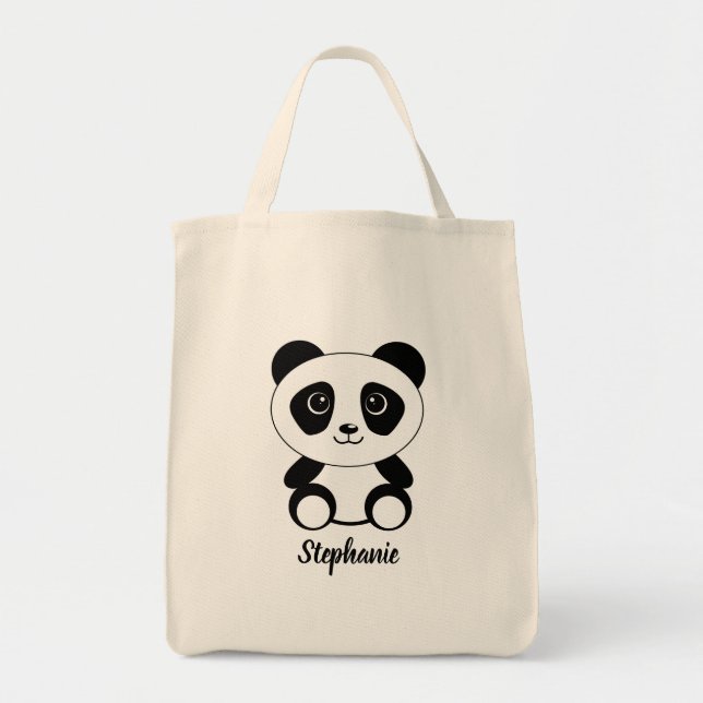 Personalisierter Cartoon Panda Bear Tragetasche (Vorne)