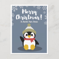 Personalisierter Cartoon Pinguin Weihnachts-Postka