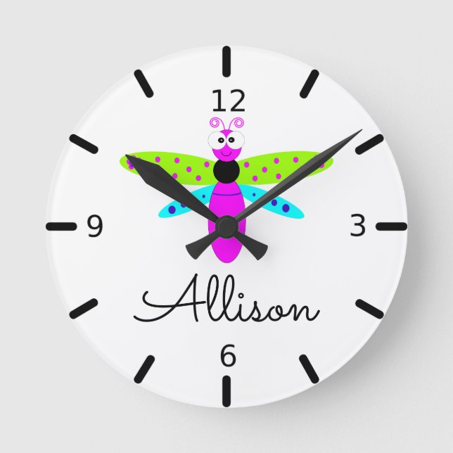 Personalisierter Cartoon Runde Wanduhr (Vorderseite)