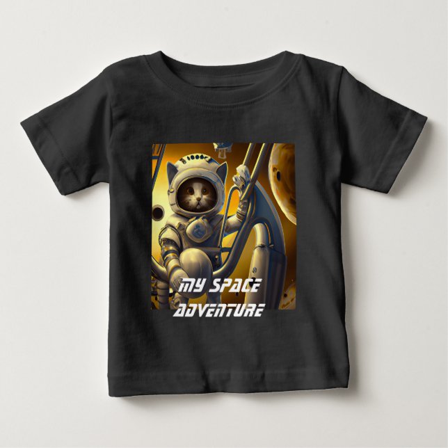 Personalisierter Cat Astronaut Illustrator T - Shi Baby T-shirt (Vorderseite)
