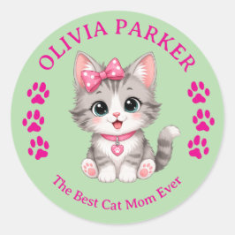 Personalisierter Cat Mom Aufkleber mit individuell
