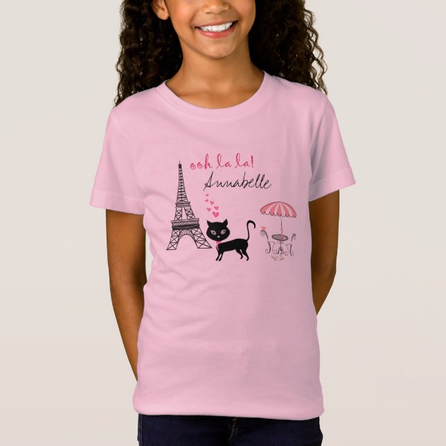 Personalisierter Cat Paris T - Shirt (Vorderseite)