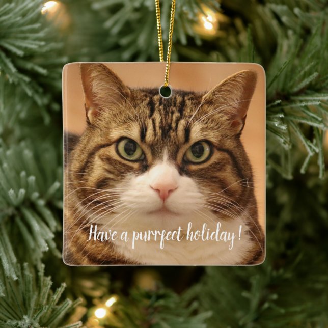 Personalisierter Cat Pet-Gedenkurlaub Keramikornament (Baum)