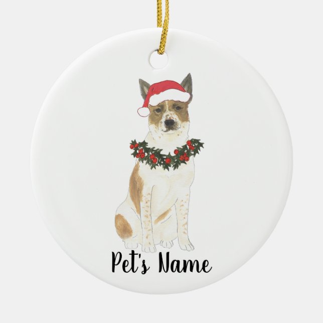 Personalisierter Cattledog Heeler (rot & weiß) Keramik Ornament (Vorne)