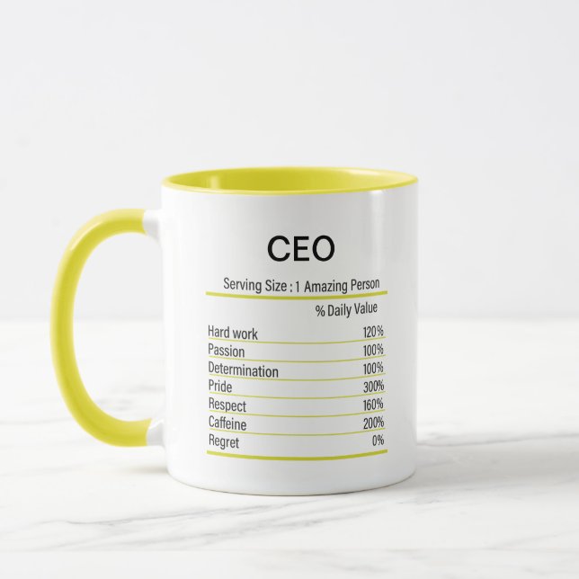 Personalisierter CEO Nutrition Facts, Nutrition Fa Tasse (Links)