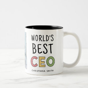 Personalisierter CEO von Foto World Zweifarbige Tasse
