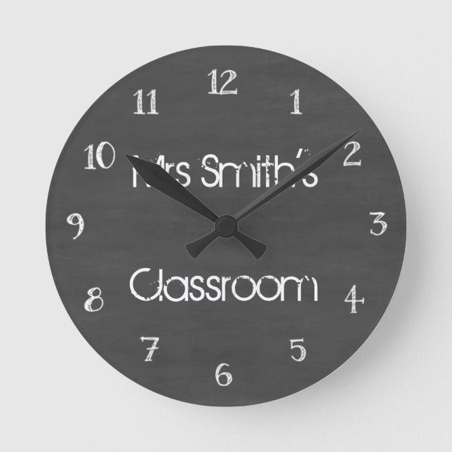 Personalisierter Chalkboard-Unterricht Runde Wanduhr (Vorderseite)