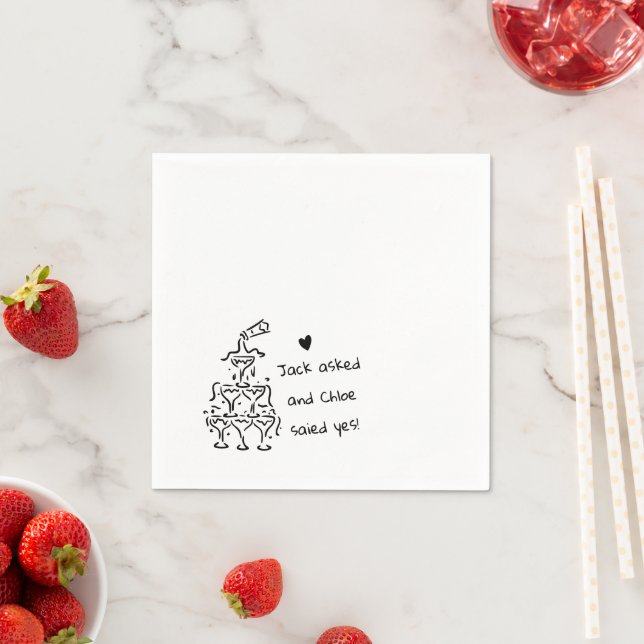 Personalisierter Champagner-Glas-Turm-Hochzeitsser Serviette (Beispiel)