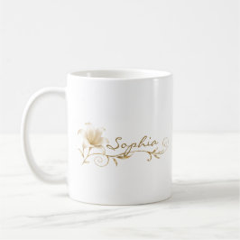 Personalisierter Champagner-Gold-Lilien-Namensbech Kaffeetasse