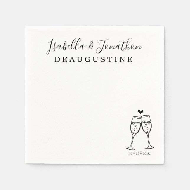Personalisierter Champagner Toast Napkins Serviette (Vorderseite)