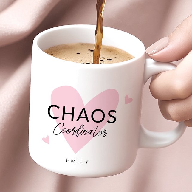 Personalisierter Chaos-Koordinator Pink-Kaffee-Tas Kaffeetasse (Von Creator hochgeladen)