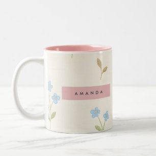 Personalisierter charmanten blauen Wildblumen Druc Zweifarbige Tasse
