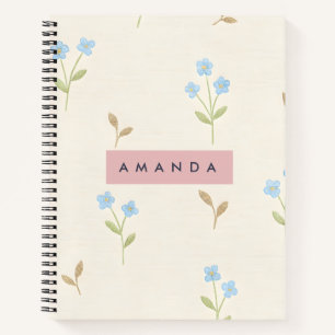 Personalisierter charmvoller blauer Wildblumen-Dru Notizbuch