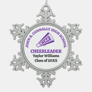 Personalisierter Cheerleader aus der Purple High S Schneeflocken Zinn-Ornament