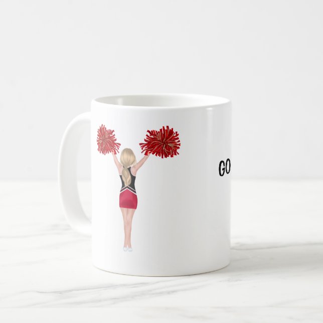 Personalisierter Cheerleader (blondes Haar) Kaffee Kaffeetasse (Vorderseite Links)