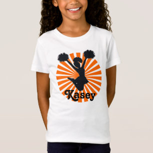 Personalisierter Cheerleader in Orange Sternexplos T-Shirt