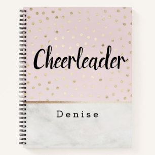 Personalisierter Cheerleader Pink Gold & Marmor Pu Notizbuch