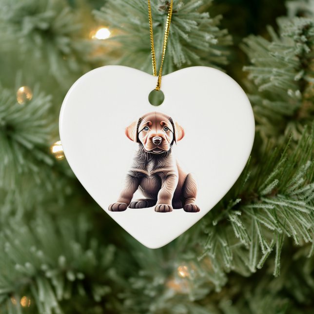 Personalisierter Chesapeake Bay Retriever Puppy Keramik Ornament (Baum)
