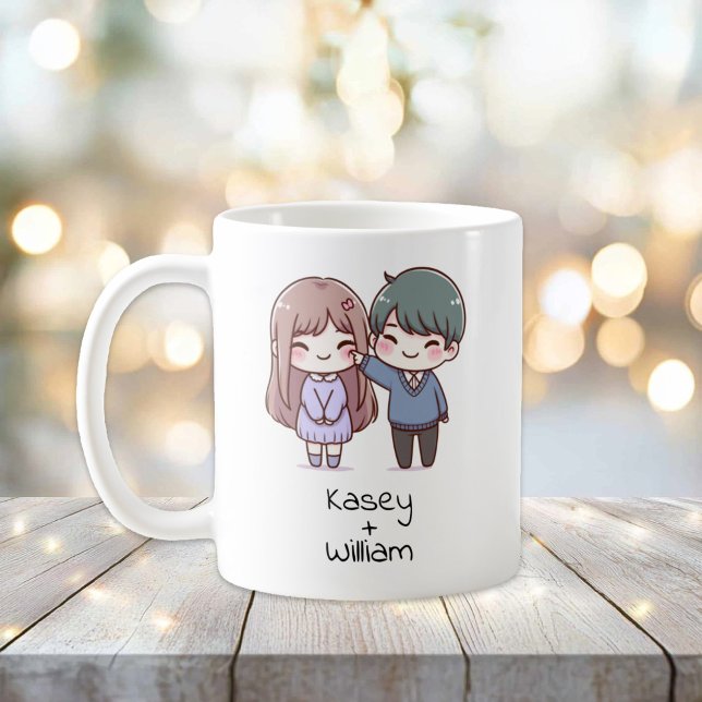 Personalisierter Chibi-Stil Kaffeetasse (Personalized Chibi-Style Couple Mug)