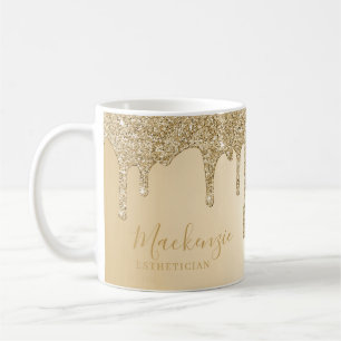 Personalisierter Chic Gold Glitzer Tropfen Kaffeetasse