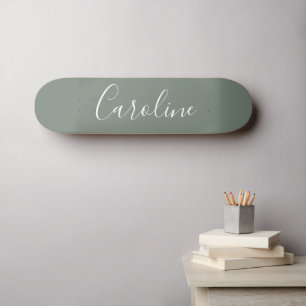 Personalisierter Chic-Kalligrafie-Name Sagegrün Skateboard