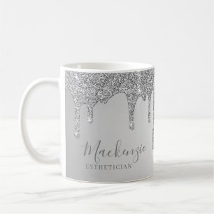 Personalisierter Chic Silber Glitter Tropfen Kaffeetasse