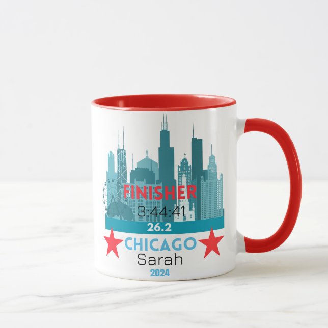 Personalisierter Chicago Marathon 2024 Geschenk fü Tasse (Rechts)