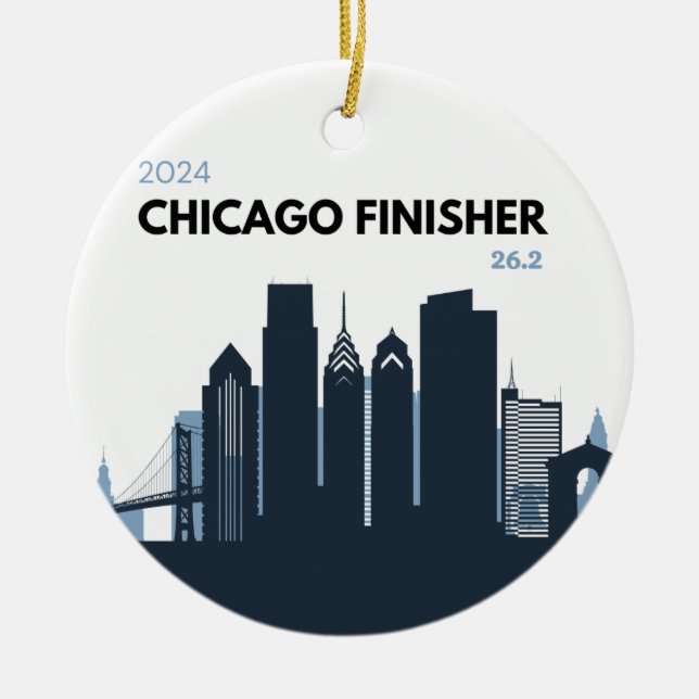 Personalisierter Chicago Marathon Einzigartiges Ru Keramik Ornament (Vorne)