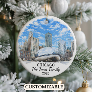Personalisierter Chicago-Schmuck, Maßgeschneiderte Keramik Ornament